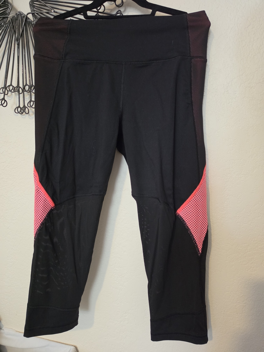 VSX Women's Black Leggings with Coral Mesh Insets